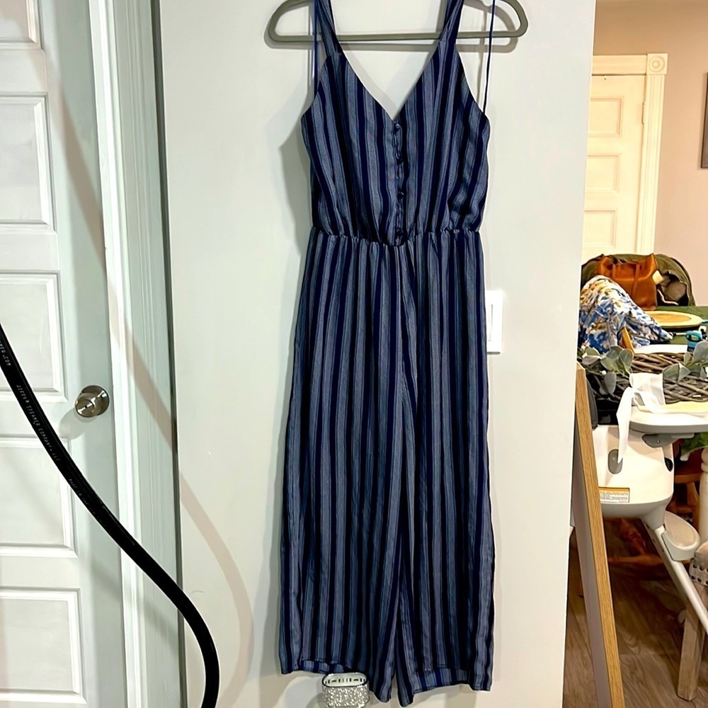 Navy striped jumpsuit